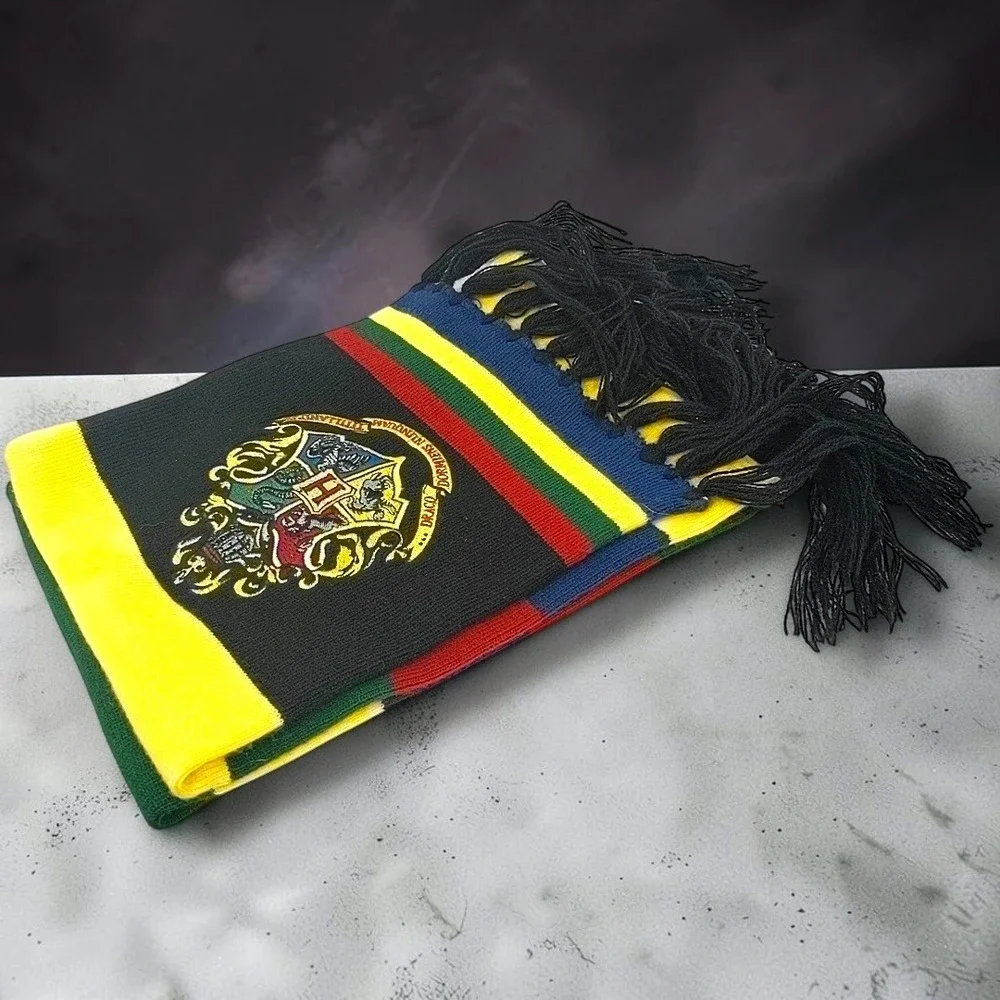 Harry Potter Hogwarts Crest Scarf Multi Color House Stripes Universal Orlando